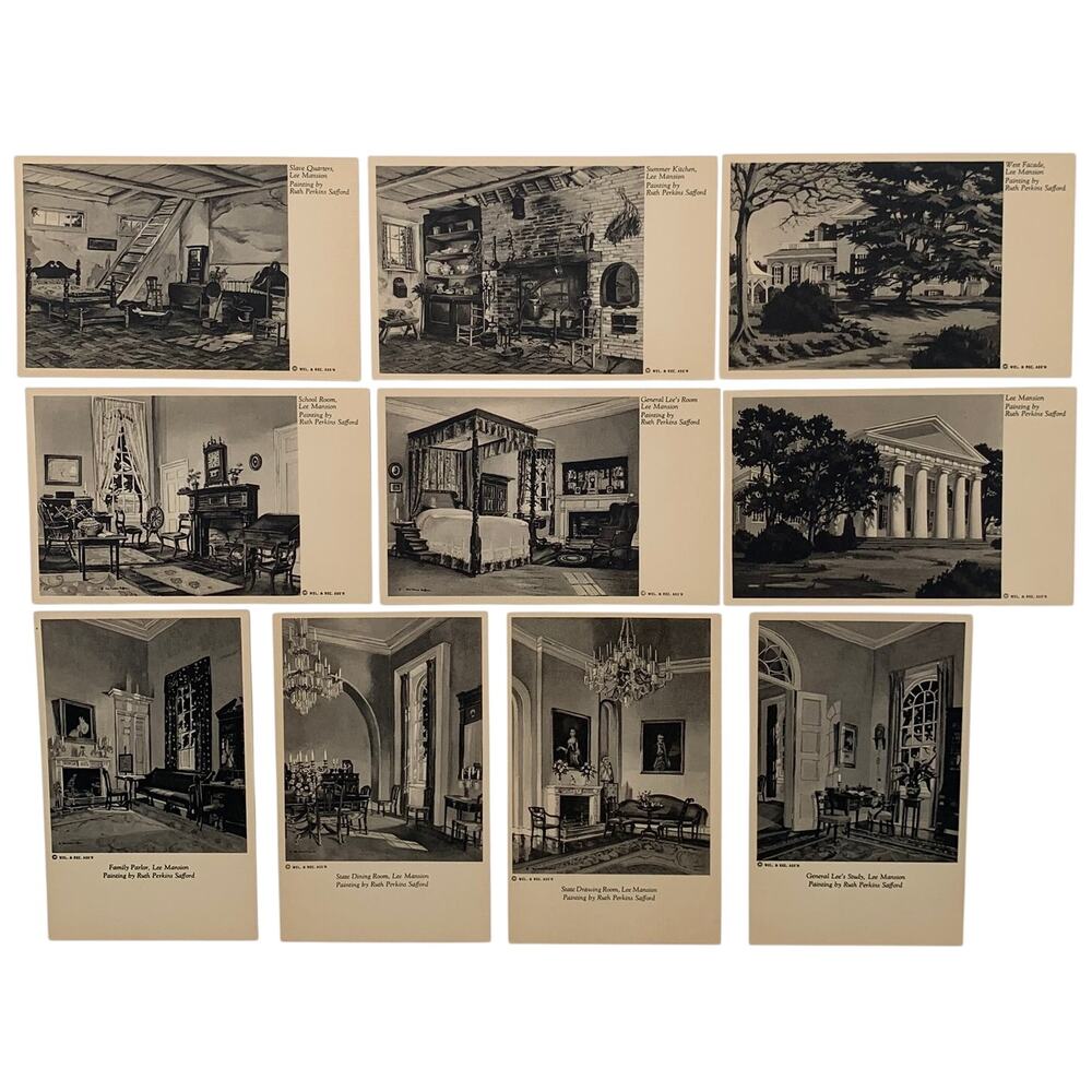 Wel. & Rec. Ass'n Postcards Artist Ruth Perkins Safford Lee Mansion 1940's VTG